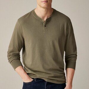 NWT J Crew Vintage-Wash Cotton Henley Misty Olive Large
